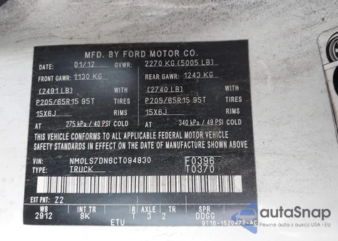 2012 Ford Transit Connect Xlt from USA, damaged, VIN NM0LS7DN6CT094830